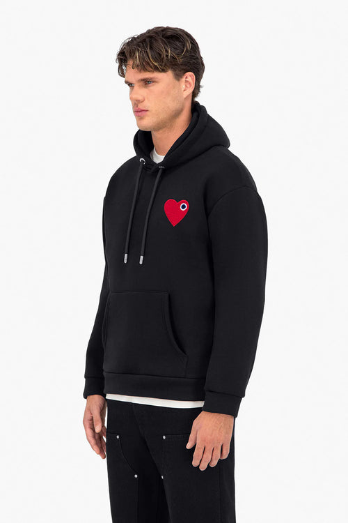 Cœur Chic Hoodie Noir/Rouge