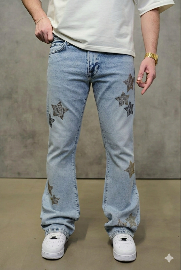 Jeans Flare Étoiles Strass