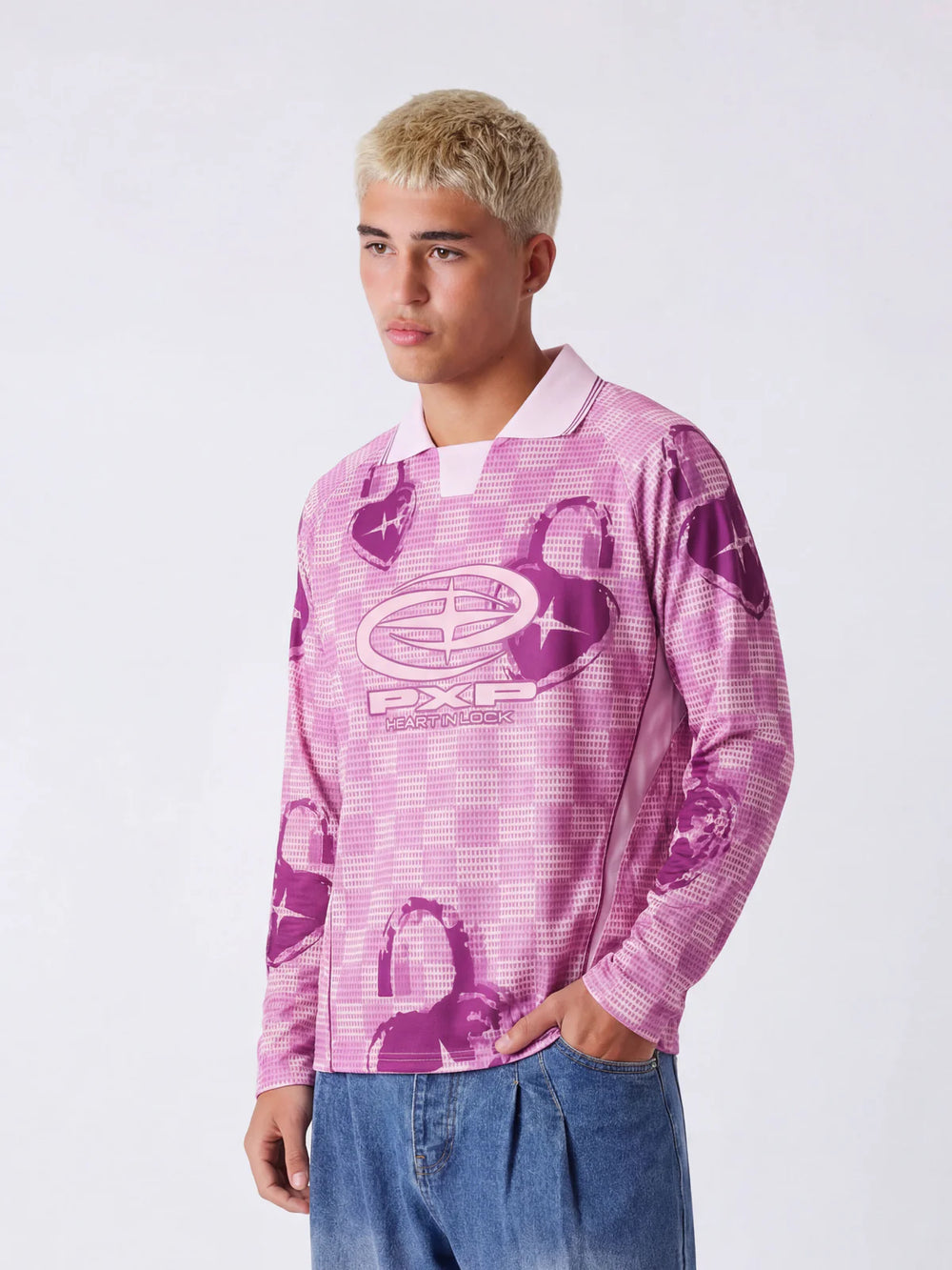 Maillot manches longues à col polo Love story