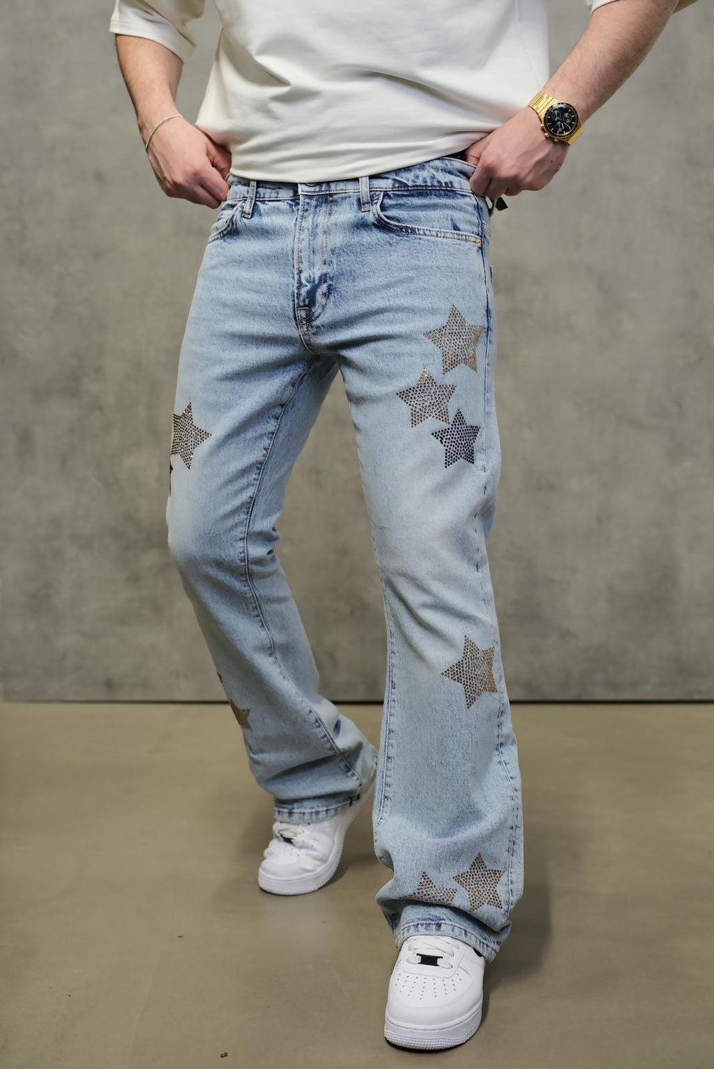 Jeans Flare Étoiles Strass