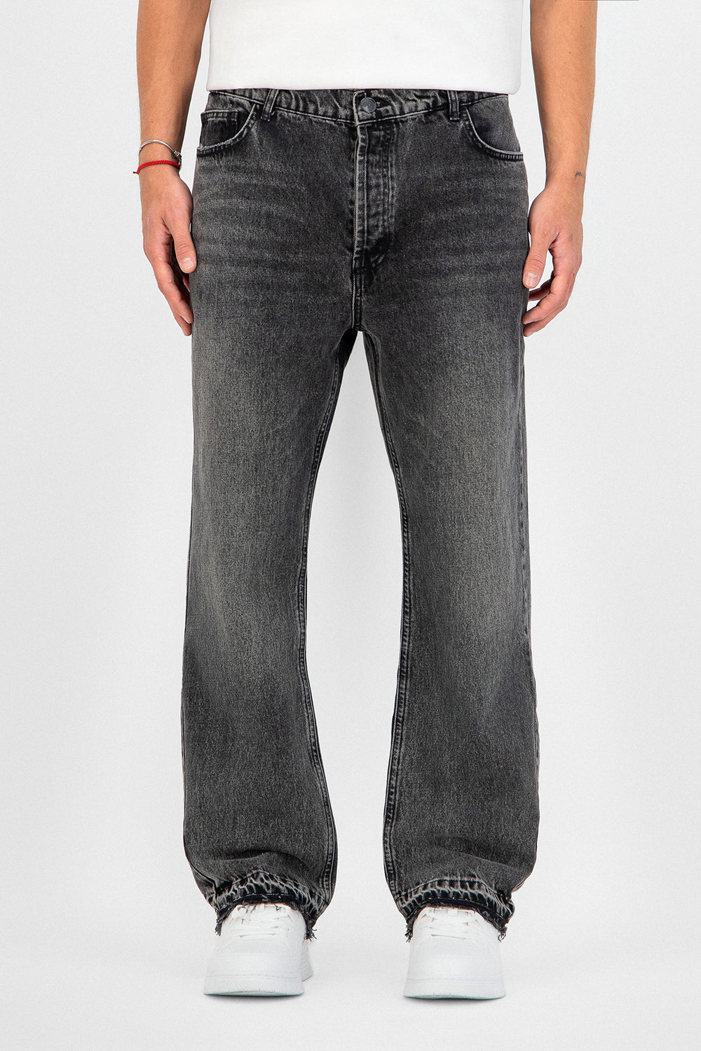 Jeans Flare Simple Gris