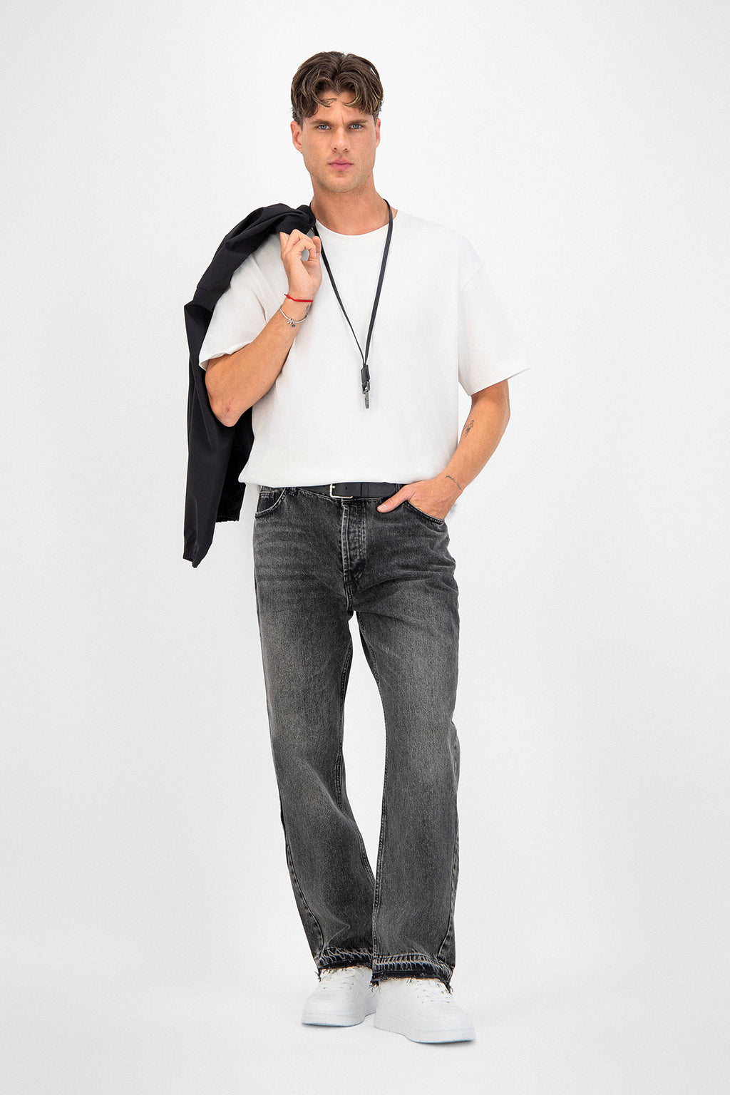 Jeans Flare Simple Gris