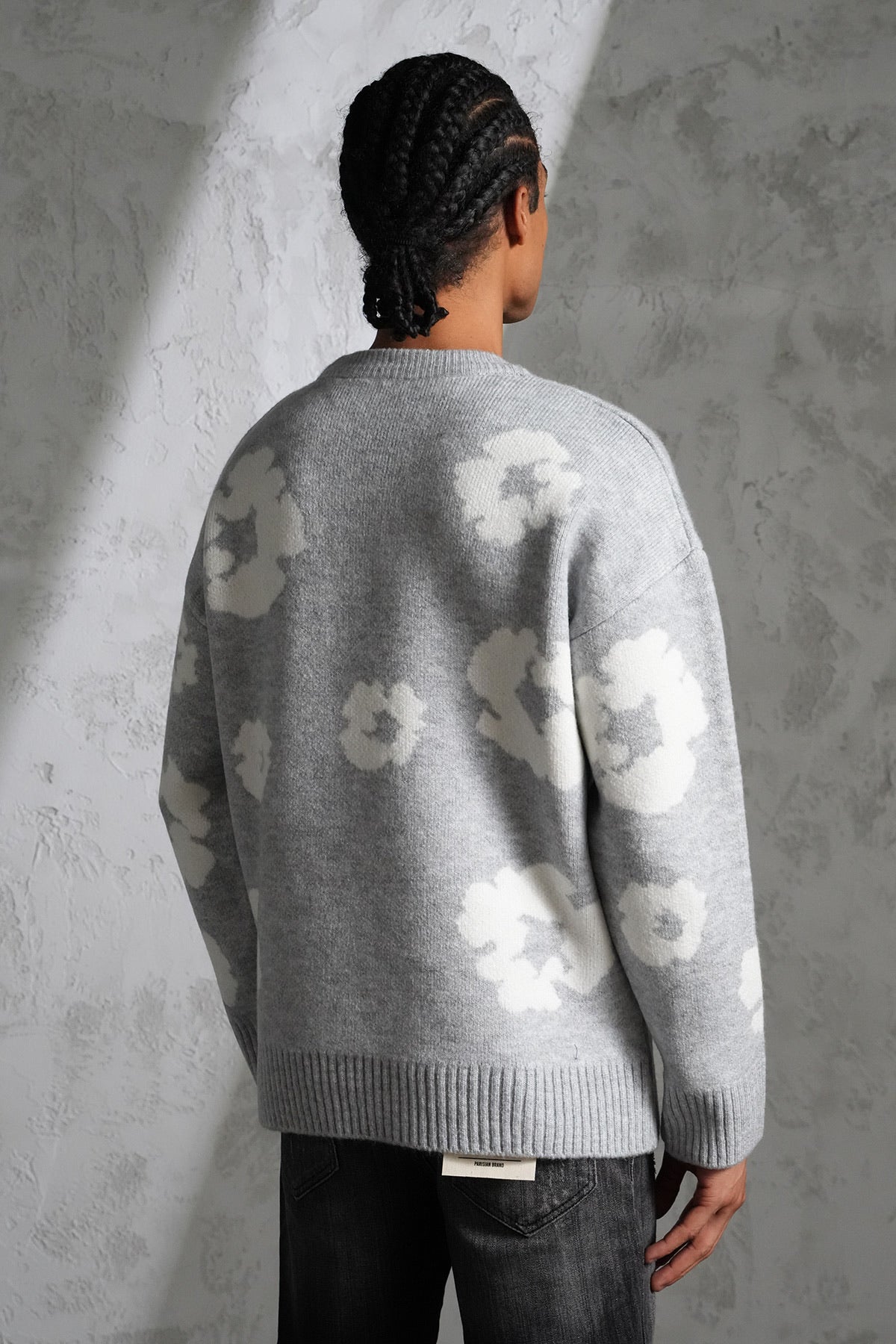 Pull Fleur Gris