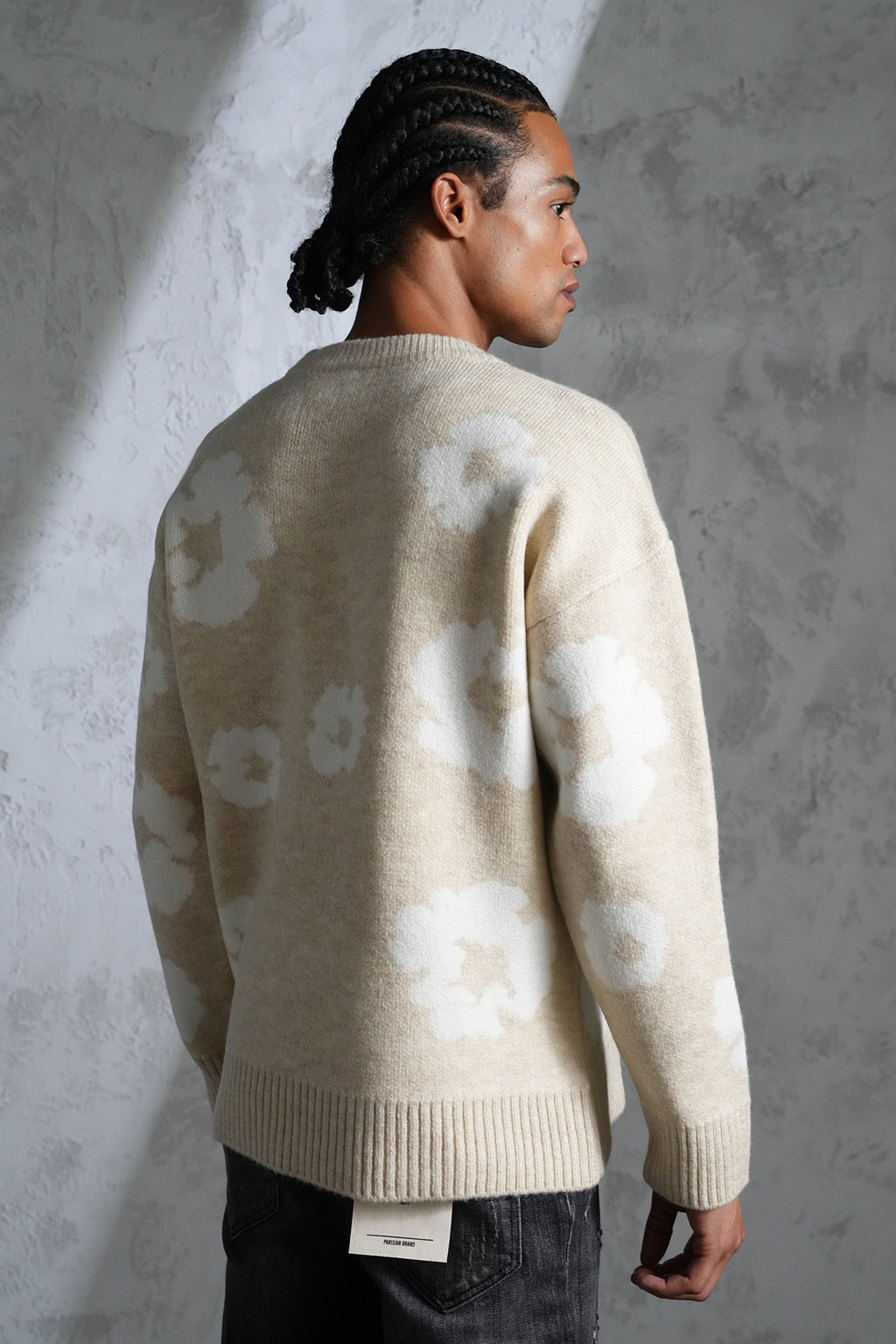 Pull Fleurs Beige