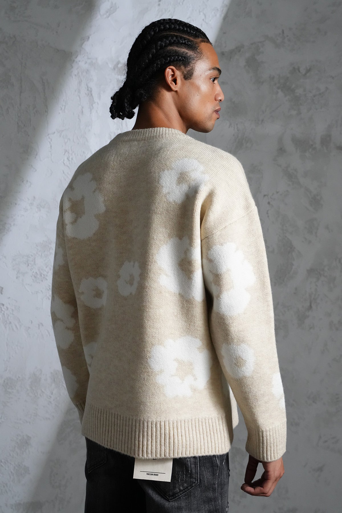 Pull Fleurs Beige