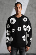 Pull Fleurs Noir