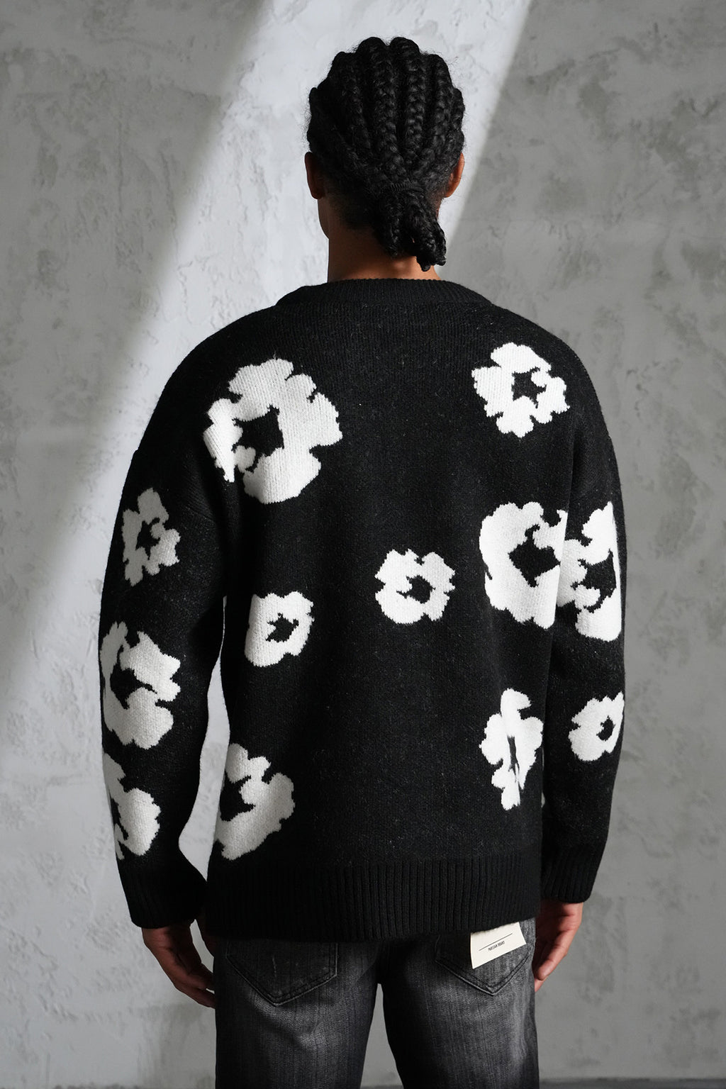 Pull Fleurs Noir