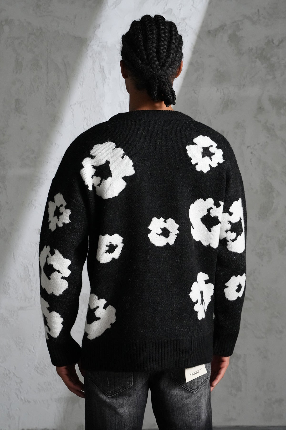 Pull Fleurs Noir