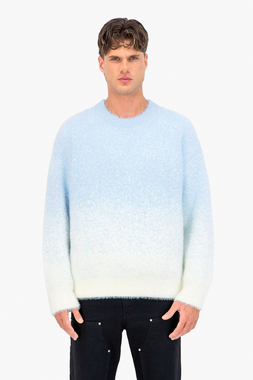 Fluffy Knit Pullover Baby Blue