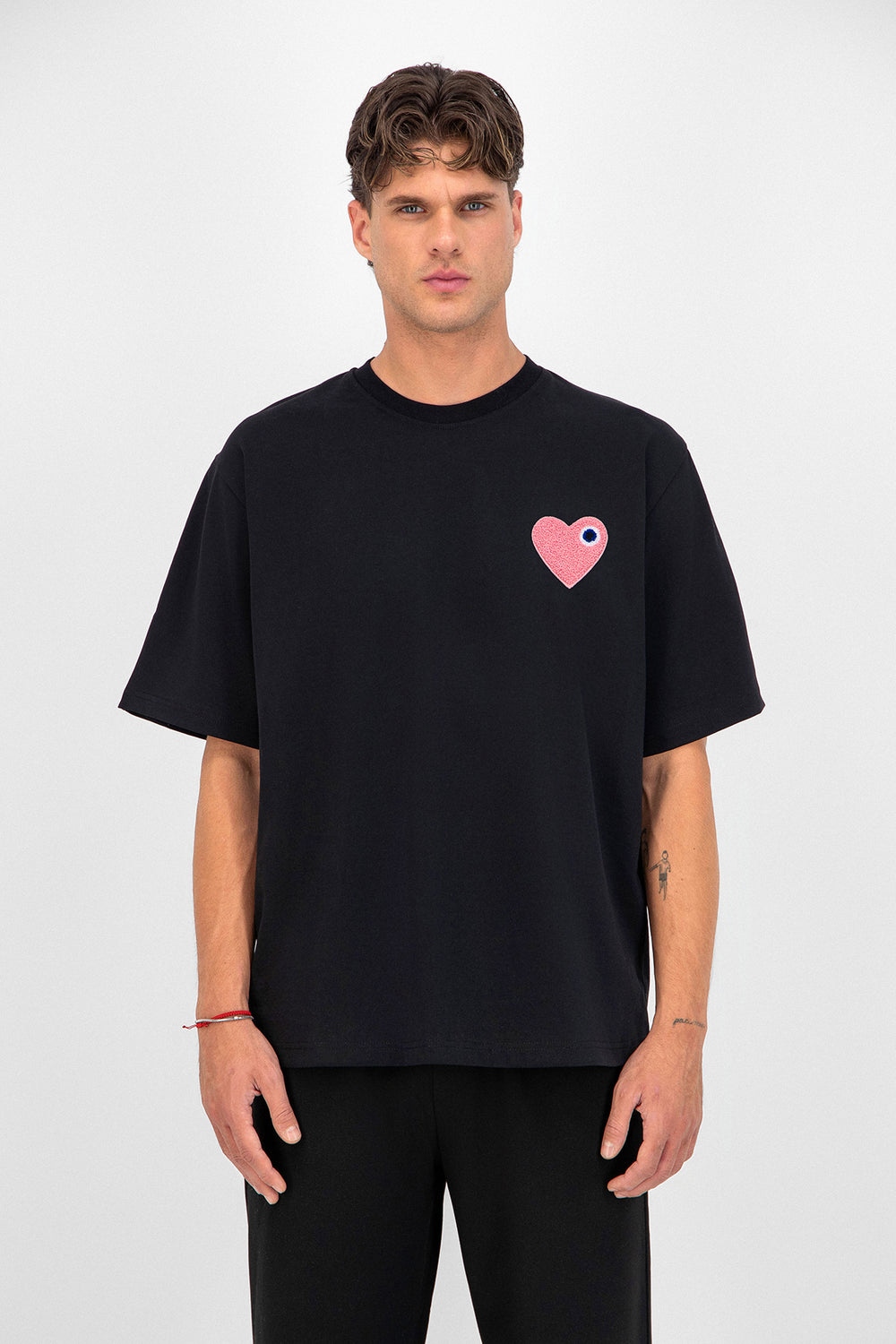 T-shirt Coeur Noir/Rose