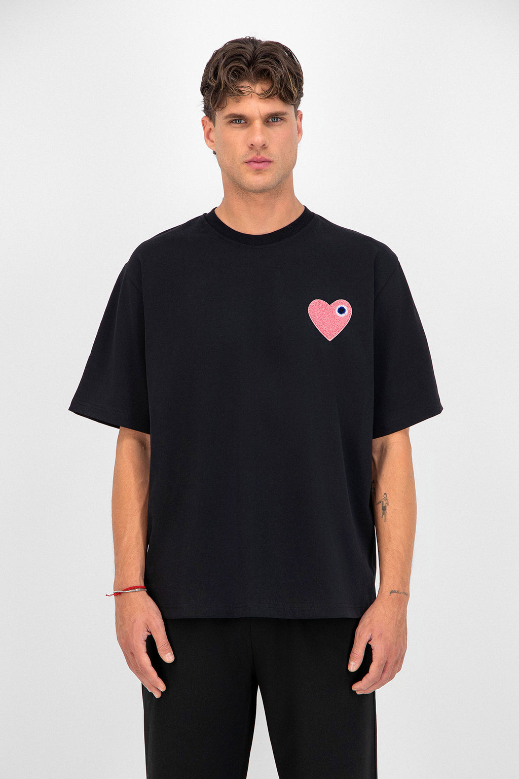 T-shirt Coeur Noir/Rose