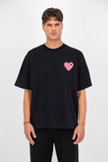 T-shirt Coeur Noir/Rose