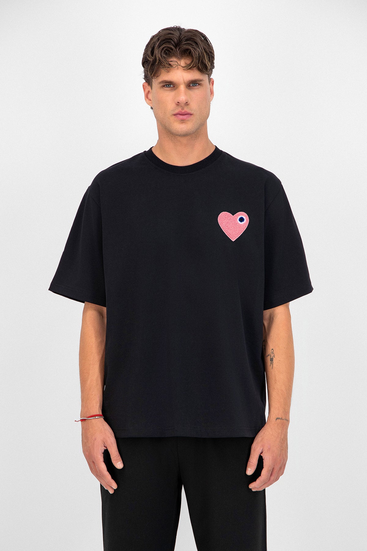 T-shirt Coeur Noir/Rose