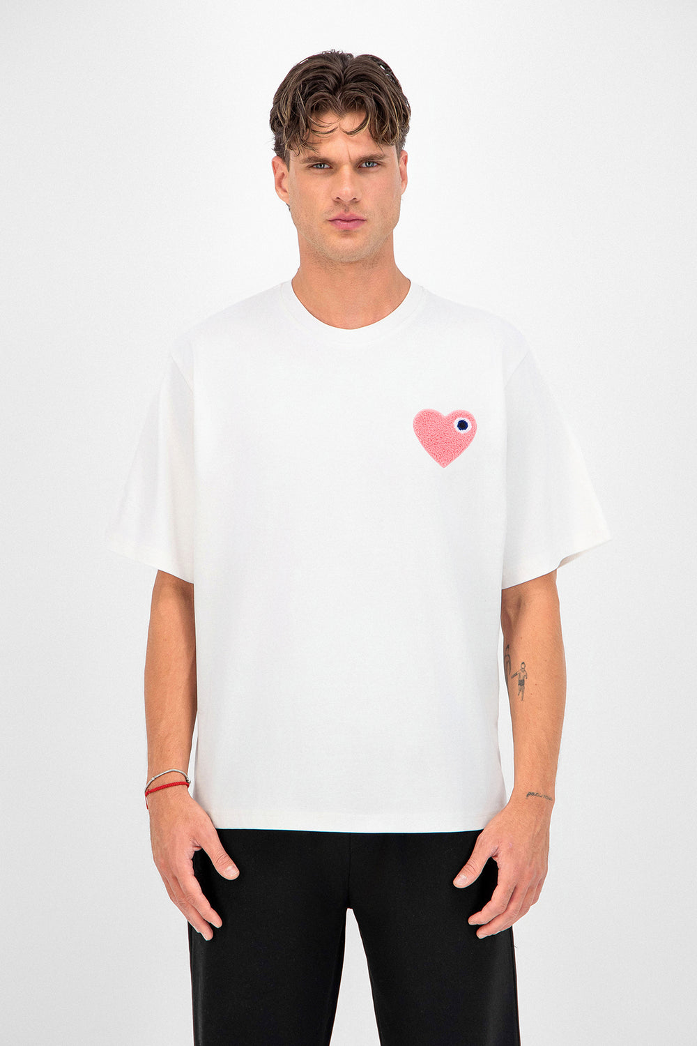 T-shirt Coeur Blanc/Rose