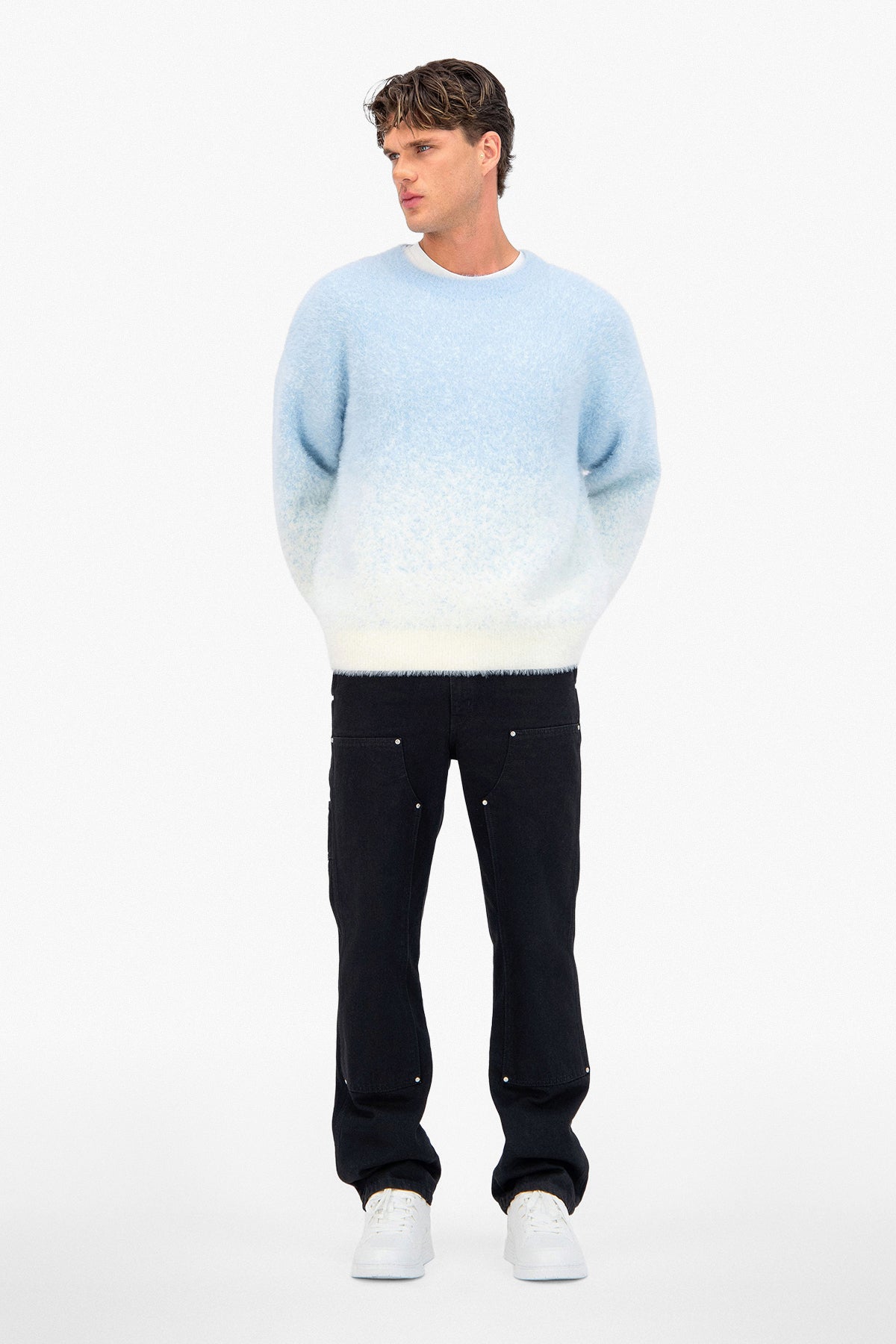 Fluffy Knit Pullover Baby Blue