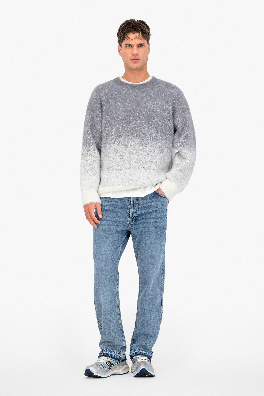 Fluffy Knit Pullover Grey