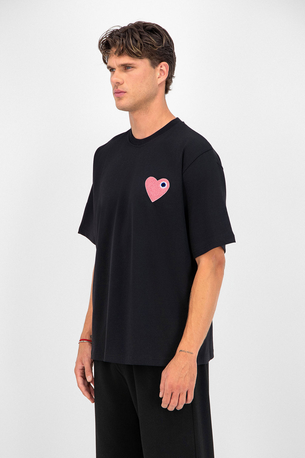 T-shirt Coeur Noir/Rose