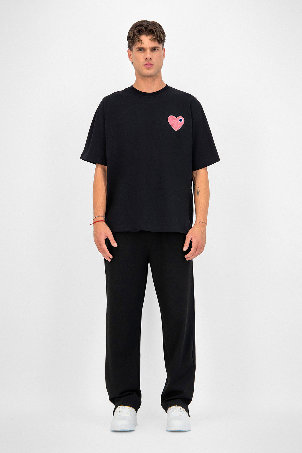 T-shirt Coeur Noir/Rose