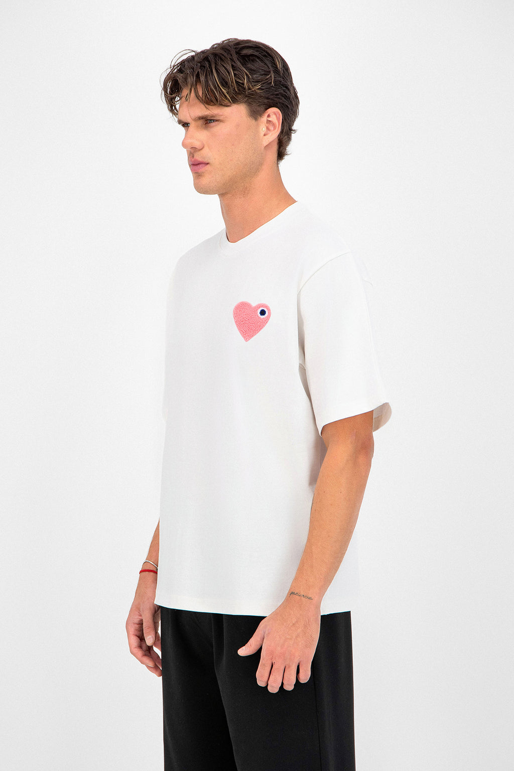 T-shirt Coeur Blanc/Rose