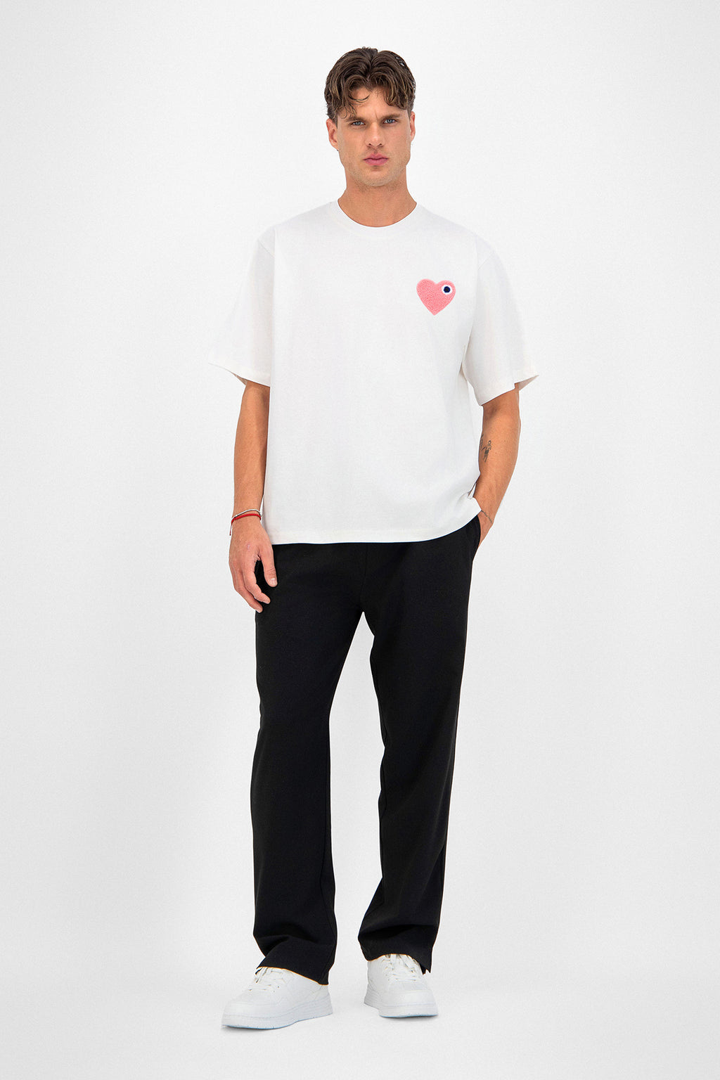 T-shirt Coeur Blanc/Rose