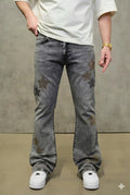 Jeans Flare Étoiles Strass Gris